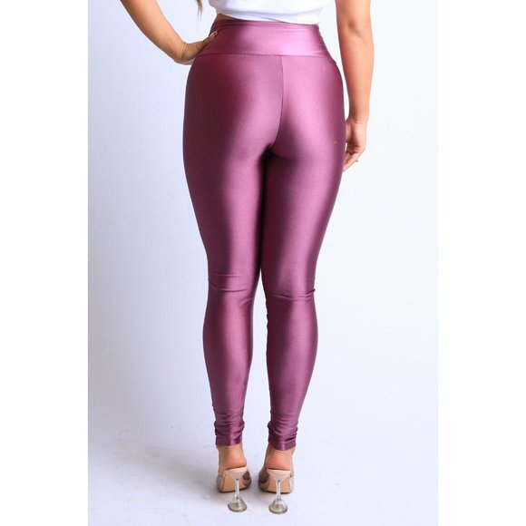 Women's Stretch Skinny Shiny Active Zipper Front Yoga Club Party Leggings Pants - Picture 4 of 10